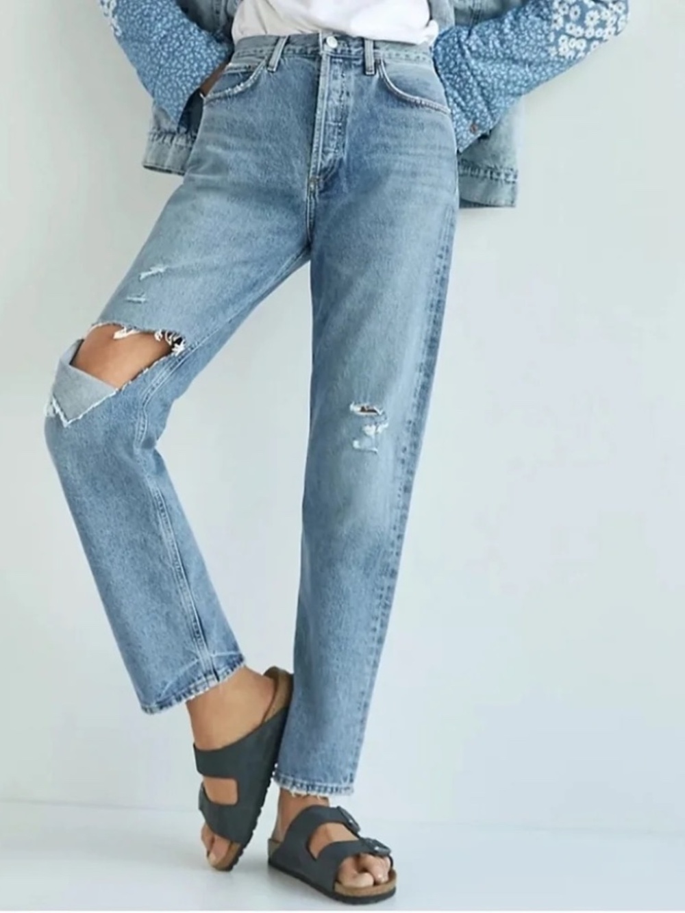 AGOLDE 90's Pinch Waist High Rise Distressed Straight Jeans Sz 24